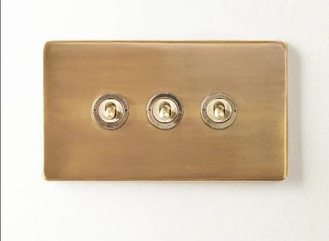 Three Gang 2 way Florence toggle switching brass
